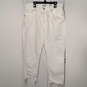 Maxwell White raw hem Jeans